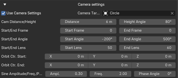 Camera Settings Opened