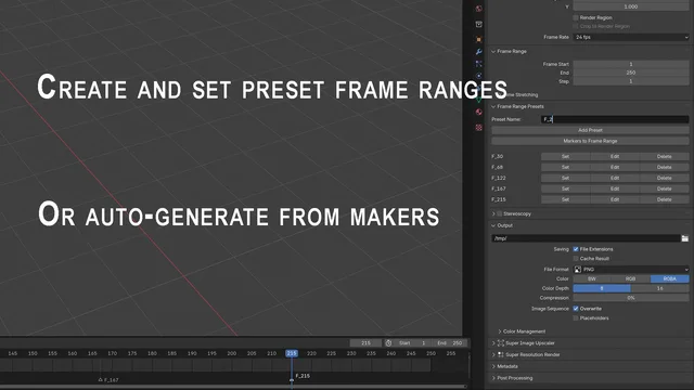 Create and set preset frame ranges, or auto-generate from makers