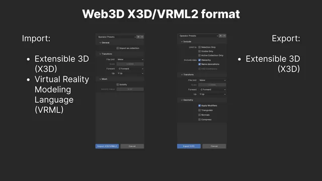 importer/exporter menu overview