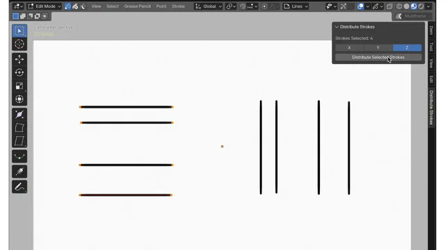 Distribute Grease Pencil Strokes