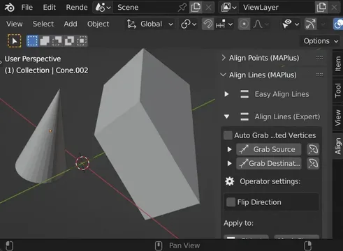 Expert Mode, complex example (Align Lines)