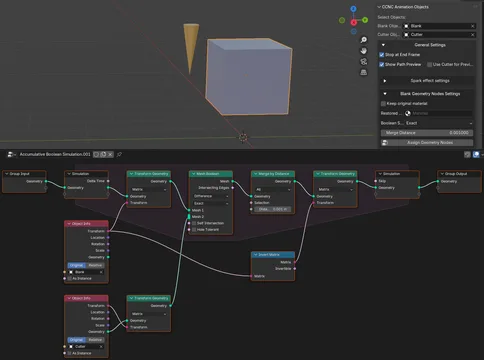 Blank Cut Geometry Nodes Setup