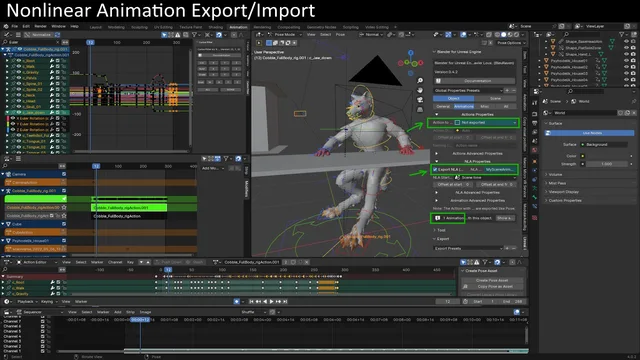 Non linear animation export (NLA)