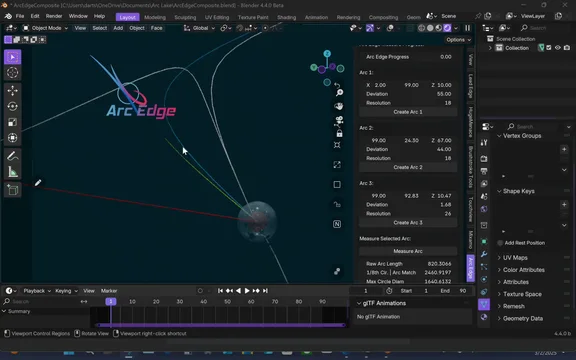 Arc Edge Simulation in Blender