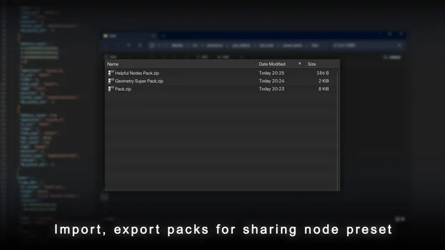 Import, export packs for sharing node preset