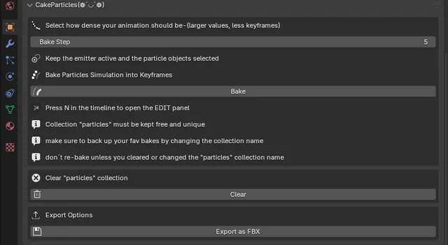 Panel located in the Object Properties that allows u to bake your particle simulation into keyframed objects.