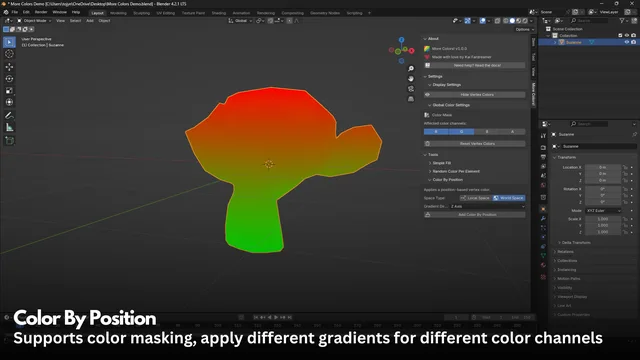 Color by vertex position with color masking