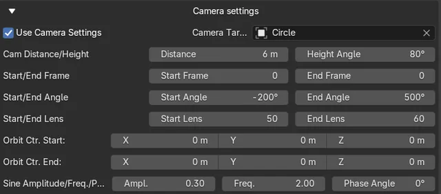 Camera Settings Opened