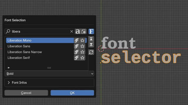 Font Selection panel (popup)