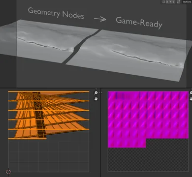 Showcasing the result - baked showing the pixel-precise automatically-created UV map for reading the VAT, alongside the VAT export