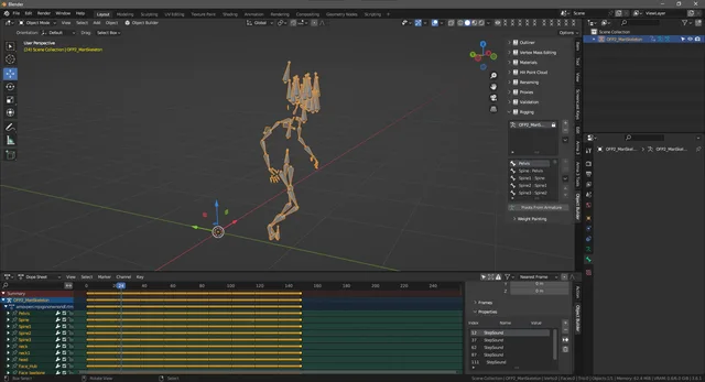 Armatures can be reconstructed and animated by hand or with keyframes imported from RTM files