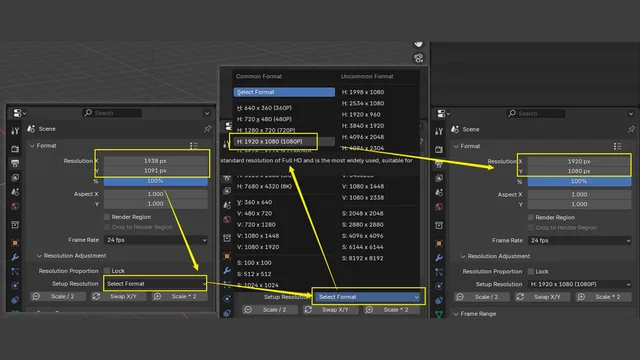 Quickly set resolution based on presets.