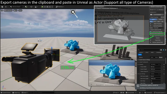 Copy Blender camera in Unreal with CTRL+V