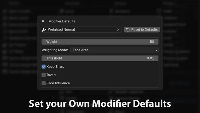 Set new default settings for your modifiers