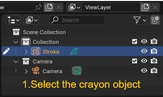 Select the crayon object