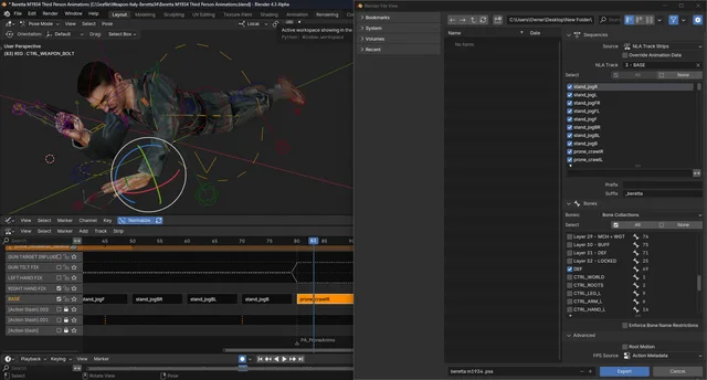 Using NLA track strips to delineate output animations