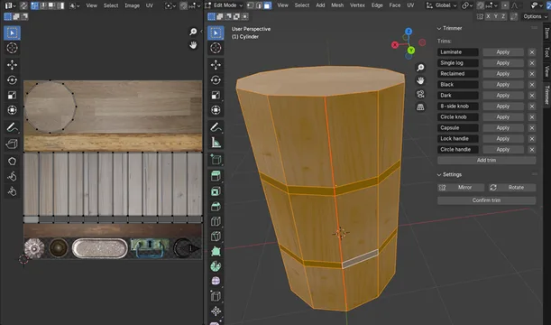A model textured using Trimmer