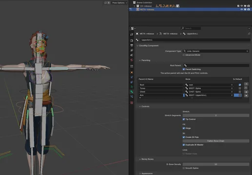 The interface of this character's left arm rig component.